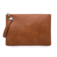 Bolsa de mão de couro pu feminina, elegante, retrô, bolsa de envelope, bolsa de mão slim para noite