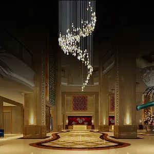 Desain Baru Dekorasi Dalam Ruangan Aula Lobi Hotel Lampu Chandelier LED Modern