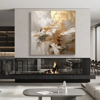Peinture abstraite sur toile, art mural texturé, peinture à la feuille d'or, décoration murale, grande peinture d'art moderne lumineuse pour projet hôtelier