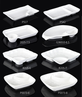 Assiettes en mélamine divisées à 2 compartiments assorties de logo personnalisé avec sauce Assiettes en mélamine incassables blanches pour restaurant