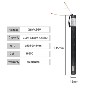 Batterie lithium-ion 24V 36V 4.4Ah 5.2Ah 6.6Ah 7.8Ah 9.6Ah pour scooter électrique en fibre de carbone, batterie de chambre à air - Product Image 2