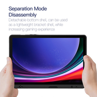 Folio Keyboard Backlit Terpisah Kompatibel dengan Samsung Tab S7 S8, Bodi Aluminium Armor, Lampu Latar Biru Es, Tombol Senyap
