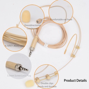 Microphone double à fixation sur <span class=keywords><strong>la</strong></span> tête - Léger, prise femelle 3,5 mm compatible avec le système sans fil Sennheiser - Product Image 4