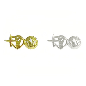 Authentiques accessoires de performance hip-hop transfrontaliers en cuivre, avec double cœur creux et motif étoile dentée, pour Halloween, tendance et nature. - Product Image 3