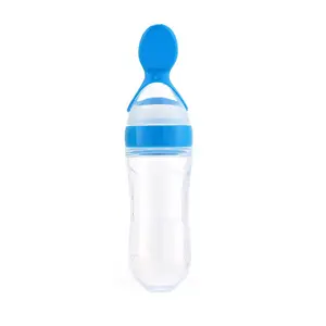 Bouteille de céréales de riz d'alimentation en Silicone de haute qualité de compression colorée en gros pour bébé