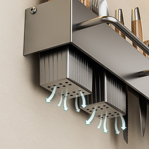 Soporte para Cuchillos Sin Perforación, de Pared, Multifuncional, con Diseño de Ventilación para Organización de Utensilios de Cocina - Product Image 1