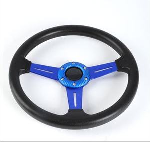 क्रस यूनिवर्सल ब्लैक रबर/एल्यूमीनियम 30 मिमी पकड़ पॉलिश 15 इंच 3 बोल्ट डिश स्टीयरिंग व्हील रेसिंग कार पार्ट्स - Product Image 3