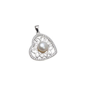 Colgante de Plata S925 en Forma de Corazón, 10-12 mm, Joyería de Perlas para Mujer, Bandeja Vacía para DIY, Producto Semiterminado 800 - Product Image 5
