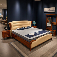 Lit double en bois massif Uginwood importé, 1,8 m, lit en cuir de luxe pour chambre principale européenne, mobilier de villa de luxe