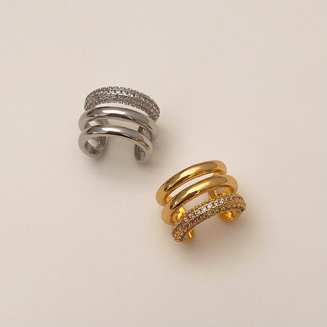 Fashion Luxury Earrings 18K Gold-plated Jewelry Micro Inlaid Zircon Multi-layer Ear Clip