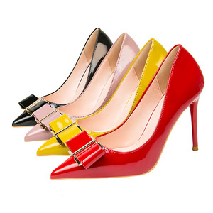 Chaussures <span class=keywords><strong>Femme</strong></span> YX – Escarpins à Bout Pointu en Cuir Verni, Talons Hauts Élégants pour Mariage, Zapatos Mujer Bleu et Rouge Vin - Product Image 4