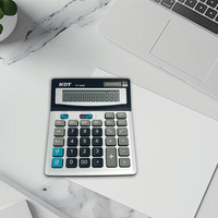 Calculatrice électronique de bureau grise à 12 chiffres en gros Clé durable en verre Grand écran Fournitures de bureau fantaisie Calculatrice à 12 chiffres