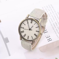 Montre-bracelet à quartz analogique de loisirs en bronze antique, style denim, avec bracelet en nylon de 20 mm et motifs de logo personnalisés - Pièce unique