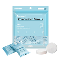 Portable Biodegradable Disposable Super Coin Compressed Cotton Non-Woven Towel Round Pattern for Adults for Travel Hotel Use