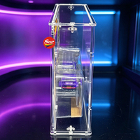 Vitrine de présentation pour voitures miniatures en acrylique transparent SHP pour véhicules à l'échelle 1:64 avec vitrine de collection à deux niveaux et fermeture magnétique