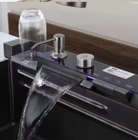 Robinet de cuisine à cascade numérique LED de haute qualité, évier simple en acier inoxydable, éviers multifonctionnels pour la cuisine