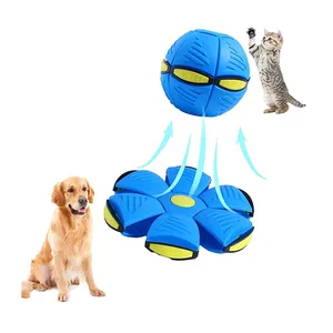 Nova bola de brinquedo para animais de estimação, disco voador interativo, brinquedo portátil para cães, disco voador