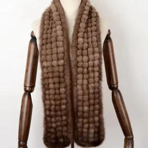 IRL-bufanda con pompón de tinta, bufanda de piel de moda de invierno