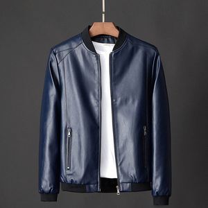 Giacca da Uomo con Colletto Rialzato in Pelle, Giacca da Motociclista, Cappotto in Pelle Bomber, Moda Trendy, <span class=keywords><strong>Abbigliamento</strong></span> Invernale in Pelle Personalizzato - Product Image 4