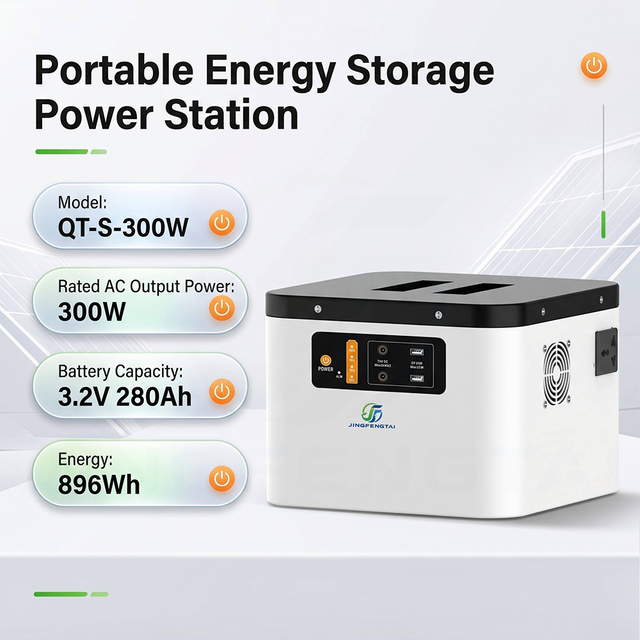300W Portable Inverter Power Station with MPPT Solar Charger 896Wh LiFePO4 Battery for RV Travel Hybrid Grid Off-Grid Use