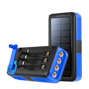 Hand Crank Portable Solar <strong>Power</strong> Bank 10000mAh Double USB Fast Charging Built-in <strong>Cable</strong> - Product Image 1