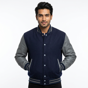 Veste universitaire pour homme, longueur standard, manches longues, style décontracté, tendance, couleur personnalisable, chaude, style urbain, en cuir, la meilleure variété - Product Image 1