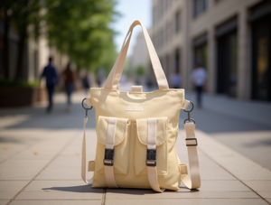 Bolso de lona con correas dobles para los hombros, diseño tres en uno para mujer, estilo minimalista, uso en todas las estaciones - Product Image 2