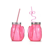 Gobelet à jus réutilisable en PETG de 24 oz en forme de flamant rose, étanche, avec couvercle et paille, en plastique écologique, couleurs personnalisables, pour fêtes en extérieur