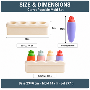 Moules à glace en silicone <span class=keywords><strong>de</strong></span> qualité alimentaire 4 cavités sans BPA avec bâtons moule à crème glacée à la carotte à libération facile en gros - Product Image 6