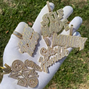 Custom <b>Initial</b> Logo/Letter Pendant Hip Hop Style 925 Sterling <b>Silver</b> 18k Gold Plated VVS Moissanite Iced Out GRA Certificate - Product Image 2