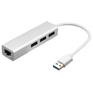 Pogo 4 em 1 usb para gigabit, placa adaptadora de rede, 3 portas, usb hub usb3.0 para 100m rj45 + 3usb3.0 hub ce