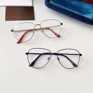 Monture de lunettes ovale en métal Qianai G-Brand, anti-lumière bleue, monture complète, unisexe, verres rectangulaires en acétate L2-19080 - Product Image 4