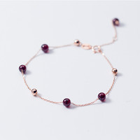 Vente en gros de bracelets en argent sterling 925 personnalisés pour femmes et adolescents Bijoux de fête à la mode avec perle de grenat plaquée or
