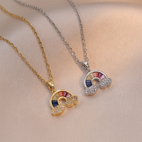 Creative Light Luxury Dream Colorful Sweet Rainbow Cloud Design Sentiment Collier en acier au titane