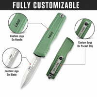 Couteau de poche tactique LUMI NARY, lame en acier D2, pointe de lance, manche en alliage d'aluminium, outil de camping en plein air, EDC, vente en gros OEM