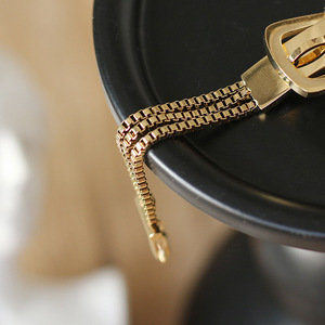 European and American Fashion Belt Buckle Three-layer Chain Exaggerated Street <b>Bracelet</b> For Women, 18K Gold Plated Stainless Ste - Product Image 1