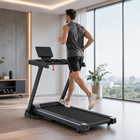 Tapis roulant K-FIT GSTG-4810, 15 niveaux d'inclinaison automatique, 16 km/h, moteur 3 CV, 24 programmes, musique Bluetooth, bande lumineuse LED, fitness à domicile
