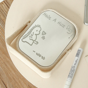Desktop Makeup <b>Mirror</b> Double-Sided Rotating Round Off-<b>White</b> Simple Dressing <b>Mirror</b> For Home Bedroom Dormitory Student Use - Product Image 4