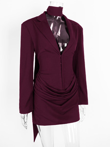 <span class=keywords><strong>Abito</strong></span> Blazer Sexy a Doppio Strato con Arricciature e Sciarpa, Moda Autunno Inverno per Donne, Vestito Mini a Maniche Lunghe per Club e Feste - Product Image 5