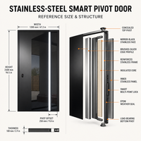 Porte d'entrée extérieure en acier de sécurité 304, personnalisée, résidentielle, de luxe, commerciale, imperméable, pour maison