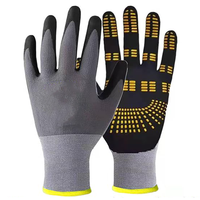 Gants de travail respirants en nitrile, sans couture, en nylon et élasthanne 15G, anti-abrasion, avec grip de sécurité, pour hommes, travaux de construction, jardinage