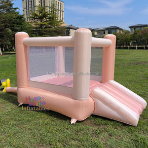 Mini Casa de rebote rosa pastel para uso doméstico con tobogán para que los niños pequeños jueguen en interiores y exteriores - Product Image 3