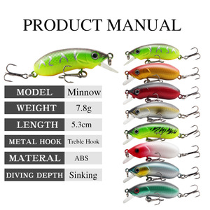 เหยื่อปลอมแบบจมน้ำ ขนาด 53 มม. สำหรับตกปลาแบบสั่นและกระตุก - Product Image 3