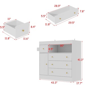 कस्टम बेबी चेंजिंग टेबल ड्रेसर नर्सरी डायपर स्टेशन को बदलने के साथ <span class=keywords><strong>4</strong></span> दराज 2 अलमारियों छिपे हुए आयोजक - Product Image 6