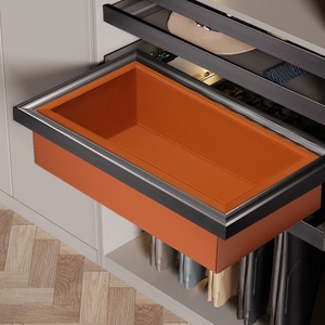 Organisateur de tiroir encastré <span class=keywords><strong>pour</strong></span> armoire, boîte à bijoux en cuir, porte-pantalons coulissant <span class=keywords><strong>pour</strong></span> <span class=keywords><strong>dressing</strong></span> et chambre à coucher - Product Image 4