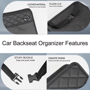 Organisateur de siège de voiture pliable de luxe en cuir PU imperméable (lot de 2) avec design à suspendre au dossier - Product Image 4
