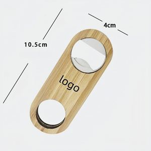 Abridor de Botellas de Cerveza de Madera Ovalado con Logotipo Personalizado, Abridor Plano de Bambú Ecológico con Orificio Redondo - Product Image 3