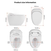 WC intelligent automatique de luxe de type œuf avec télécommande, siège chauffant et chasse d'eau, ensemble cuvette bidet à siphon en S pour hôtels et salles de bain