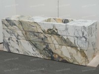 Meuble-lavabo de salle de bain de luxe SH STONE en marbre Calacatta Breccia Turquoise avec plan de travail en pierre