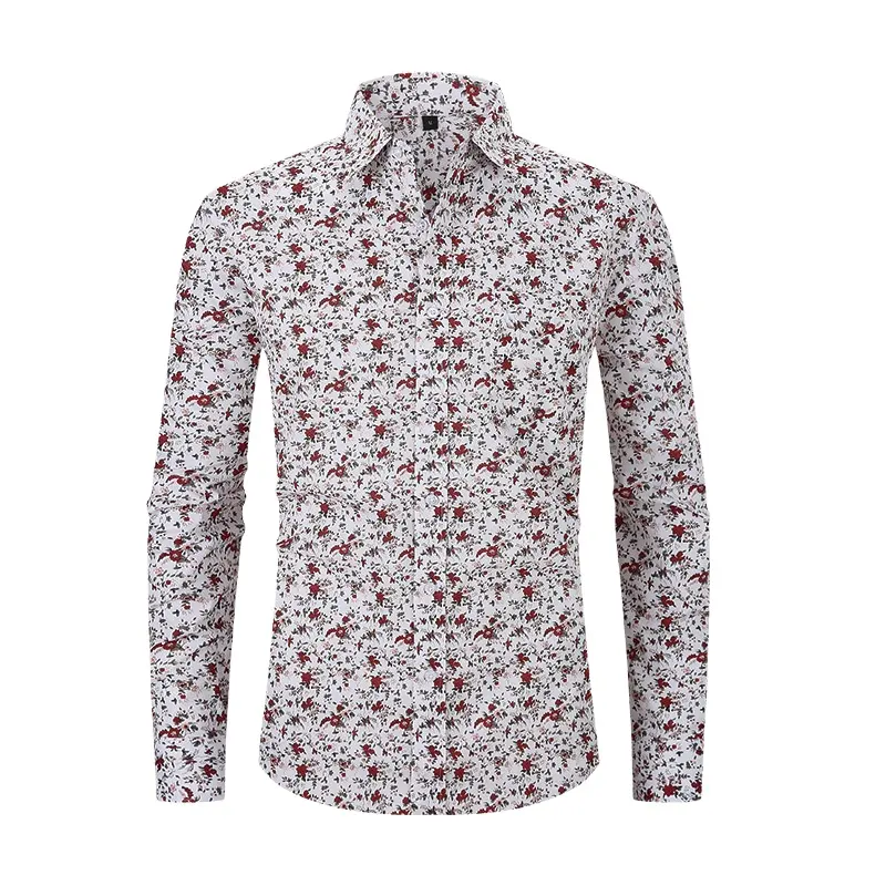 Camicia a maniche lunghe con fiori Casual stampati